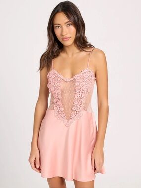 NWT Flora Nikrooz Showstopper Chemise - Canyon - Blush Pink Slip - Medium